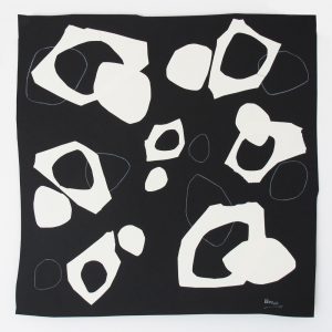 Forma y Vacio Col.16/15 by Fernando Varela, black and white abstract painting for sale, mixed media paper artwork, miami etra fine art gallery, famous modern artist, circles